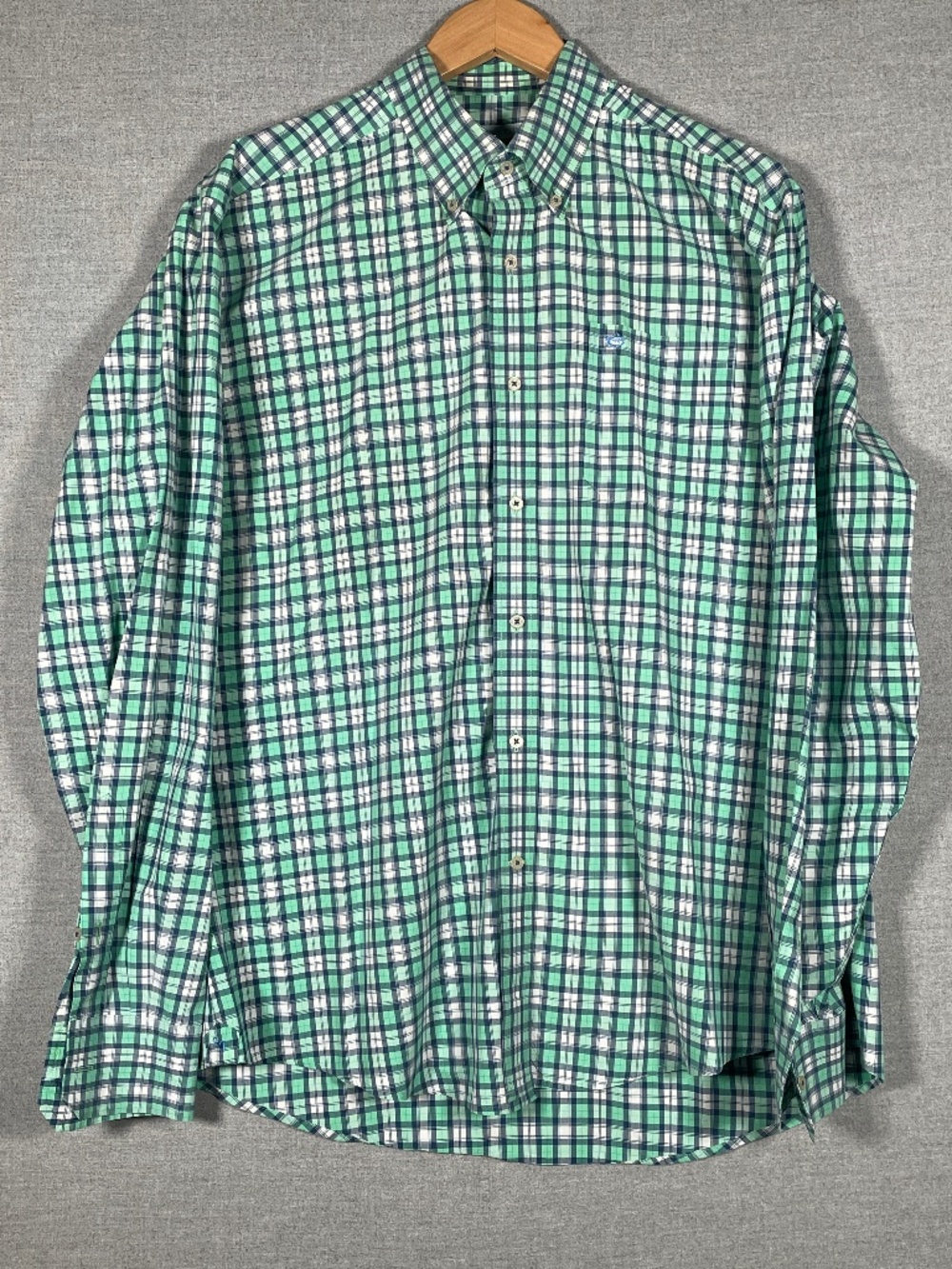 Southern Tide Mens Shirt Large L Green Plaid Button Down Cotton Long Sleeve